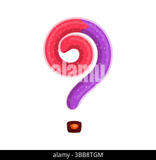 Police dessert sucré gelée bonbon ponctuation point d'interrogation. Panneau de type alphabet anglais de boulangerie, élément de typeset ABC de vecteur doux. Marque de ponctuation en caractères anglais pour pâtisserie et confiserie Illustration de Vecteur