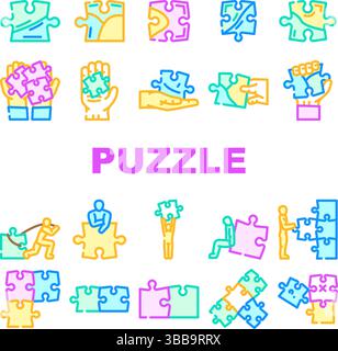 jeu de puzzle jigsaw riddle icônes set vecteur Illustration de Vecteur