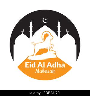 Modèle de vecteur Eid al Adha. Modèle de logo Eid Al Adha Mubarak. Illustration de Vecteur