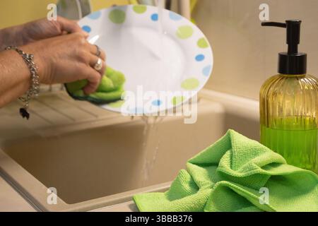 Routine de nettoyage écologique de la maison avec des fournitures biologiques. Banque D'Images