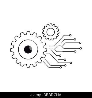 La mécanique de la technologie. Technologie d'automatisation. Systèmes intégrés. Illustration de Vecteur