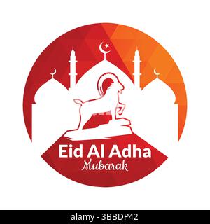 Modèle de vecteur Eid al Adha. Modèle de logo Eid Al Adha Mubarak. Illustration de Vecteur
