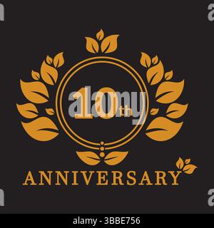 modèle de bannière vectorielle anniversaire de 10 ans. Logo anniversaire 10 ans. Illustration de Vecteur