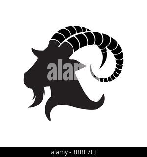 Vecteur silhouette de tête de chèvre – conception Clipart de profil d'animal à cornes Illustration de Vecteur