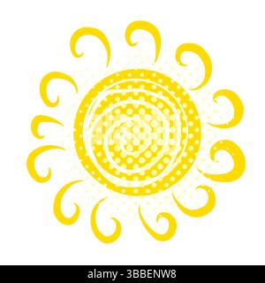 Mignon doodle soleil briller. Illustration de croquis de soleil griffonné. Dessiné à la main mignon soleil orange dessiné à la main. Pas d'IA, Scribble doodle style dessiné par les enfants. Vecteur Illustration de Vecteur