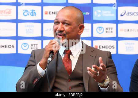 Yokohama, Kanagawa, Japon. 15 mai 2025. Alex Ramirez Triathlon : World Triathlon Championship Series Yokohama 2025 Conférence de presse à Yokohama, Kanagawa, Japon . Crédit : Yohei Osada/AFLO SPORT/Alamy Live News Banque D'Images