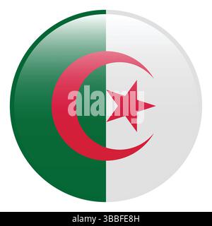 Drapeau de l'Algérie. Algérie cercle drapeau 3d logo icône d'illustration vectorielle d'ordinateur conception. Illustration de Vecteur