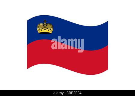 Drapeau du Liechtenstein. Illustration vectorielle numérique drapeau ondulé du Liechtenstein. Drapeau flottant. Illustration de Vecteur