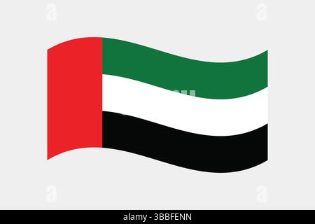 Drapeau des Émirats arabes Unis. Illustration vectorielle numérique drapeau ondulé des Émirats arabes Unis. Drapeau flottant. Illustration de Vecteur