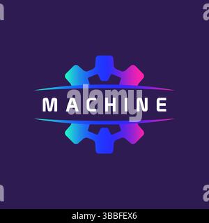 Lettre M de Abstract Shape Cog pour le badge mécanique et machine Modern logo. Symbole de signe de style créatif et futuriste. Illustration de Vecteur