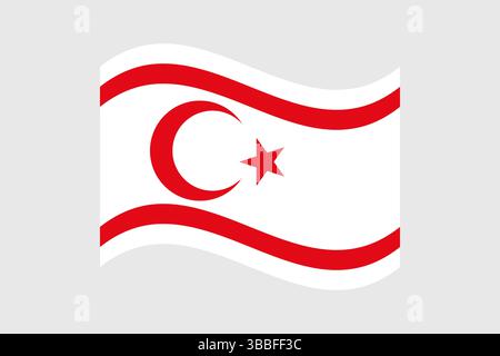 Drapeau de Chypre-Nord. Illustration vectorielle numérique drapeau ondulé de Chypre du Nord. Drapeau flottant. Illustration de Vecteur
