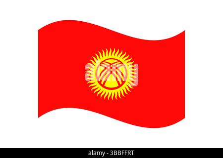 Drapeau du Kirghizistan. Illustration vectorielle numérique de drapeau ondulé du Kirghizistan. Drapeau flottant. Illustration de Vecteur