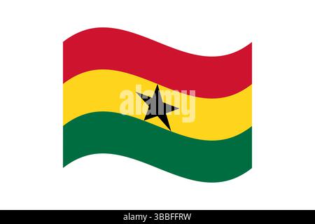 Drapeau du Ghana. Illustration vectorielle numérique drapeau ondulé du Ghana. Drapeau flottant. Illustration de Vecteur