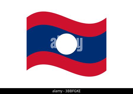 Drapeau du Laos. Illustration vectorielle numérique drapeau ondulé du Laos. Drapeau flottant. Illustration de Vecteur