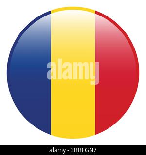 Drapeau de la Roumanie. Roumanie cercle drapeau 3d logo icône d'illustration vectorielle d'ordinateur conception. Illustration de Vecteur