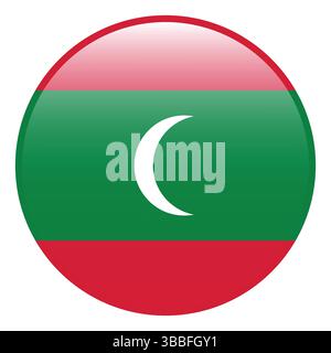 Drapeau des Maldives. Maldives cercle drapeau 3d logo icône d'illustration vectorielle d'ordinateur. Illustration de Vecteur