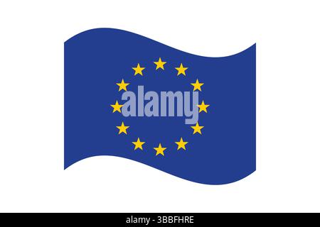 Drapeau de l'Union européenne. Drapeau européen. Illustration vectorielle numérique de drapeau ondulé de l'Union européenne. Drapeau flottant. Illustration de Vecteur