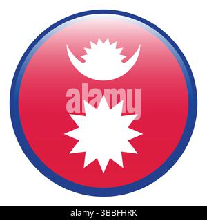 Drapeau du Népal. Népal cercle drapeau 3d logo icône d'illustration vectorielle d'ordinateur design. Illustration de Vecteur