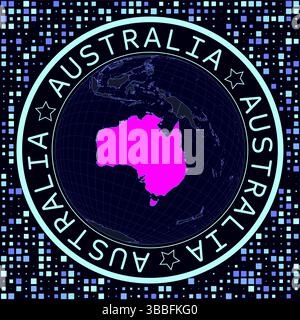 Australie sur le vecteur globe. Vue satellite futuriste du monde centrée sur l'Australie. Illustration de Vecteur