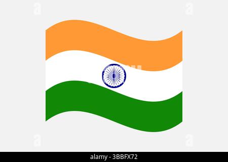 Drapeau de l'Inde. Illustration vectorielle numérique drapeau ondulé de l'Inde. Drapeau flottant. Illustration de Vecteur