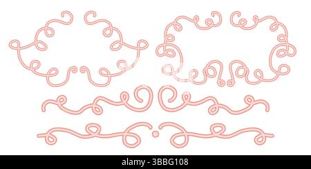 Fleurs dessinées à la main et cadres de texte ornementaux, cadres calligraphiques vintage élégants pour les certificats d'invitations et les cartes de voeux Illustration de Vecteur