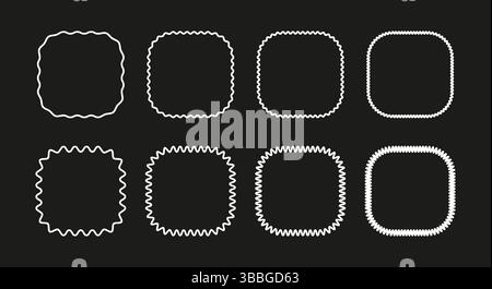 Cadre en ligne carrée arrondie à bords ondulés Illustration de Vecteur