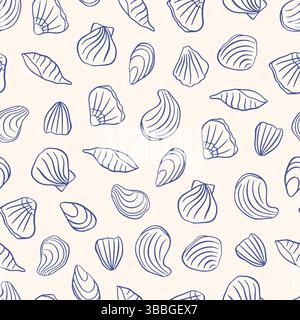 Motif de coquillages dessiné à la main Illustration de Vecteur