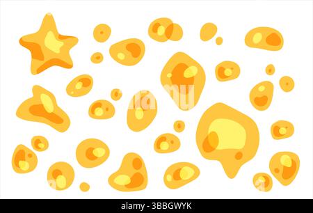 Éléments plats jaunes blob et éclaboussures avec des formes lisses sur blanc, design abstrait pour une utilisation créative. Illustration de Vecteur