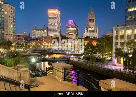 Vue sur les gratte-ciel du centre-ville de Providence Rhode Island Banque D'Images