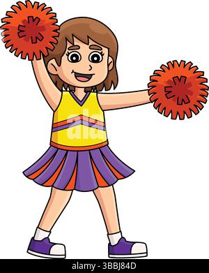 Pom-pom-meneuse faisant l position Clipart Illustration de Vecteur