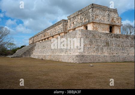 Ancien palais du gouverneur maya à Uxmal, Mexique Banque D'Images