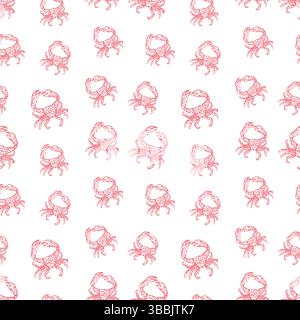 Motif vectoriel délicat avec des crabes roses Illustration de Vecteur