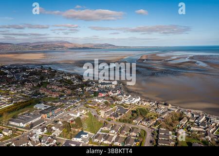 Vue aérienne au-dessus de Blackrock Beach à Low Tide, County, Louth, Irlande Banque D'Images