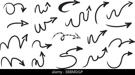 Flèche de style esquisse définir des icônes directionnelles dessinées à la main pour une utilisation créative Illustration de Vecteur