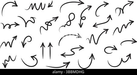 Collection de pointeur minimaliste flèches courbes simples pour les projets de conception Illustration de Vecteur