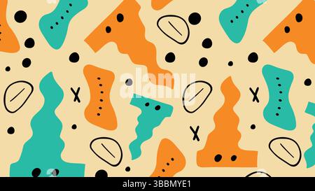Formes de Blob amusantes avec fond de Doodles Illustration de Vecteur