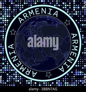 Arménie sur le vecteur globe. Vue satellite futuriste du monde centrée sur l'Arménie. Illustration de Vecteur