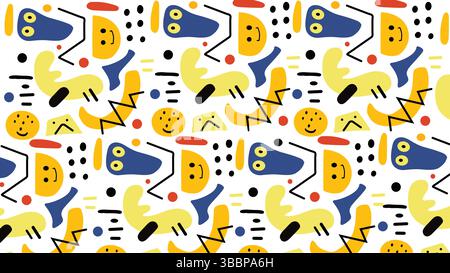 Fond de Doodles de formes abstraites ludiques de la main Illustration de Vecteur