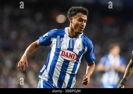Barcelone, Espagne. 15 mai 2025. Omar El Hilali d'Espanyol vu lors du match de LaLiga entre Espanyol et le FC Barcelone au stade RCDE de Barcelone. Crédit : Gonzales photo/Alamy Live News Banque D'Images