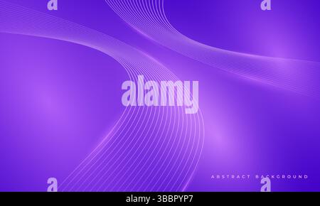 Lignes ondulées violettes incandescentes sur fond de technologie abstraite. Illustration vectorielle numérique haute technologie avec lignes d'onde rayées de particules Illustration de Vecteur