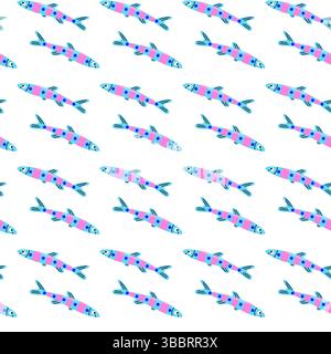 Motif sans couture de poisson brillant. Long motif de poisson mignon. Illustration de Vecteur