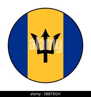 Drapeau de la Barbade. Bord noir. Barbados cercle drapeau logo icône d'illustration vectorielle d'ordinateur conception. Illustration de Vecteur