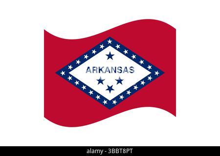 Drapeau de l'Arkansas. Arkansas drapeau couleurs officielles et proportion illustration vectorielle numérique. Drapeau ondulé. Illustration de Vecteur