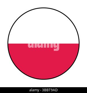 Drapeau de Pologne. Bord noir. Pologne cercle drapeau logo icône d'illustration vectorielle d'ordinateur design. Illustration de Vecteur