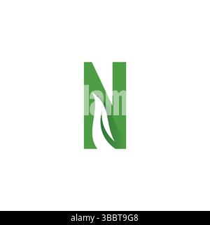 Icône feuille lettre N vecteur. Logo Green Leaf nature Illustration de Vecteur