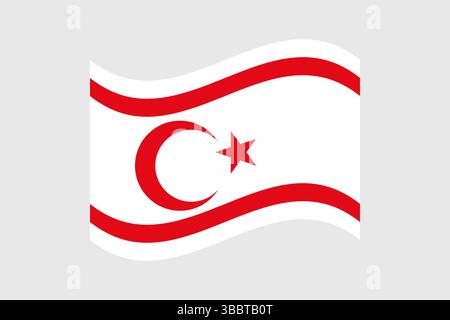 Drapeau de Chypre-Nord. Chypre du Nord drapeau couleurs officielles et proportion illustration vectorielle numérique. Drapeau ondulé. Illustration de Vecteur