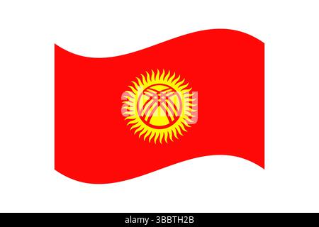 Drapeau du Kirghizistan. Illustration vectorielle numérique de drapeau ondulé du Kirghizistan. Illustration de Vecteur