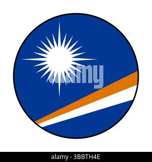 Drapeau des Îles Marshall. Bord noir. Icône de drapeau de cercle des Îles Marshall conception d'illustration vectorielle d'ordinateur. Illustration de Vecteur