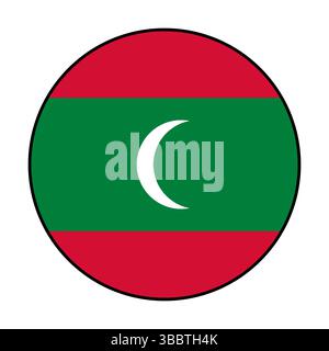 Drapeau des Maldives. Bord noir. Icône de drapeau de cercle Maldives icône d'illustration vectorielle d'ordinateur. Illustration de Vecteur