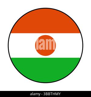 Drapeau du Niger. Bord noir. Niger cercle drapeau logo icône ordinateur illustration vectorielle conception. Illustration de Vecteur